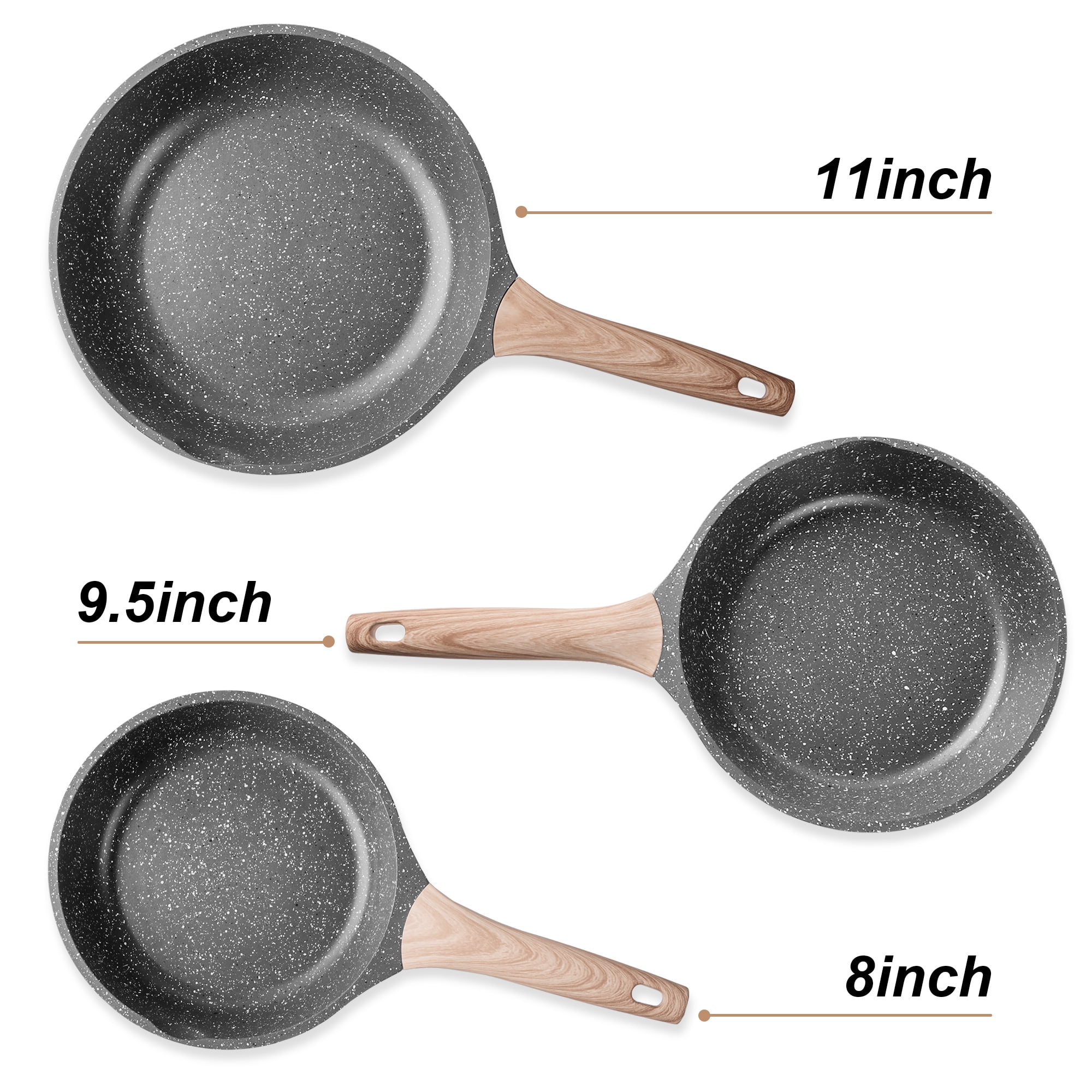 Caannasweis 9.5 Inch Nonstick Pan with Lid, Nonstick Stone Frying Pan, Best  Nonstick Omelette Skillet with Soft Touch Handle, Induction Compatible