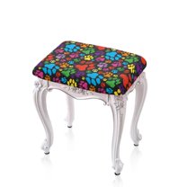 FOR U DESIGNS Dog Paw Print Stool Covers Rectangle Anti-Slip Bar Chairs Covers Anti-Dust Vanity Bench Slip Cover Stool Upholstered Protector Slipcover, Set of 2