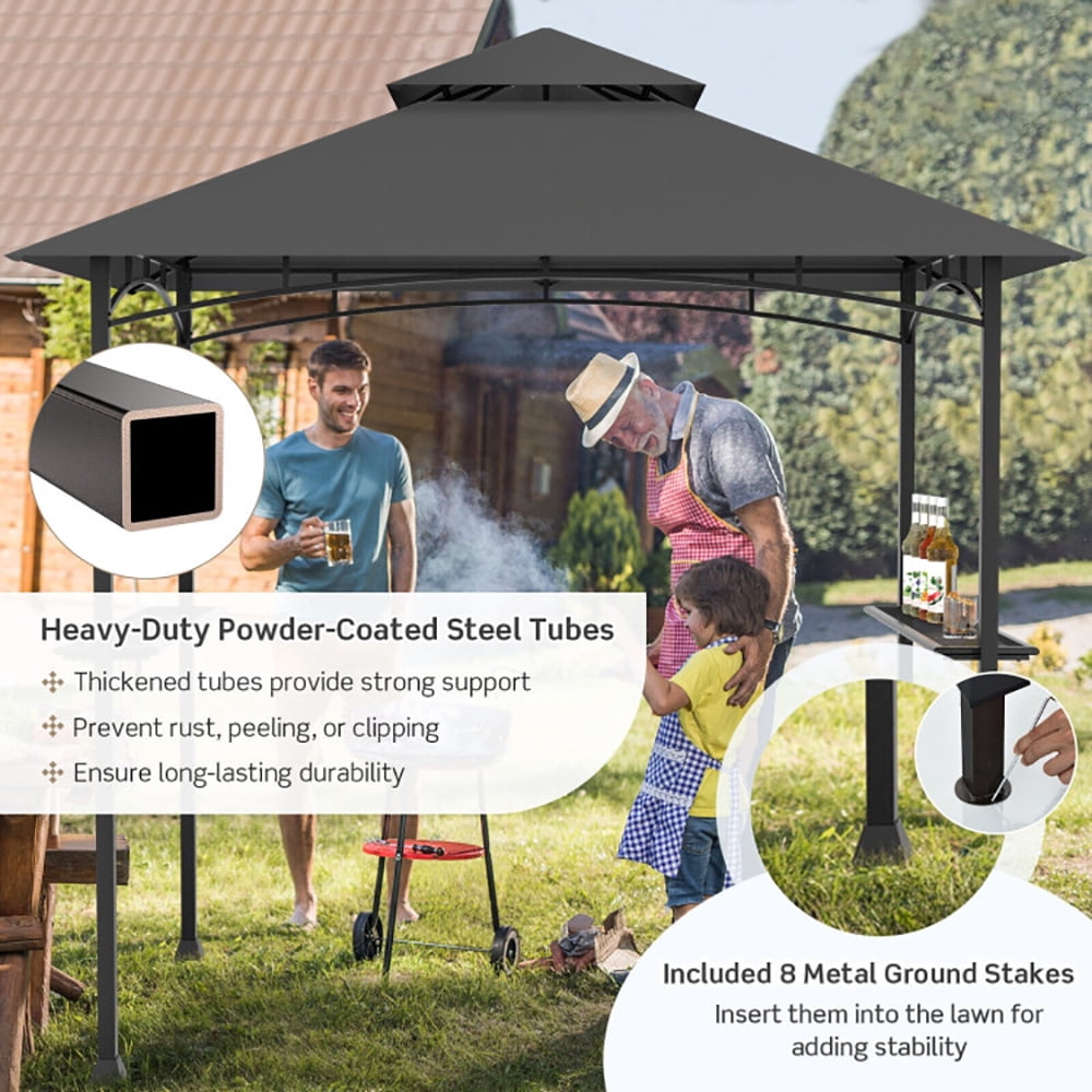 Aimee Lii 8 x 5 Feet Outdoor Barbecue Grill Gazebo Canopy Tent BBQ Shelter, Backyard Canopy Gazebo for Party Wedding, Dark Gray Aimee Lii 8 x 5 Feet Outdoor Barbecue Grill Gazebo Canopy Tent BBQ Shelter, Backyard Canopy Gazebo for Party Wedding, Dark Gray