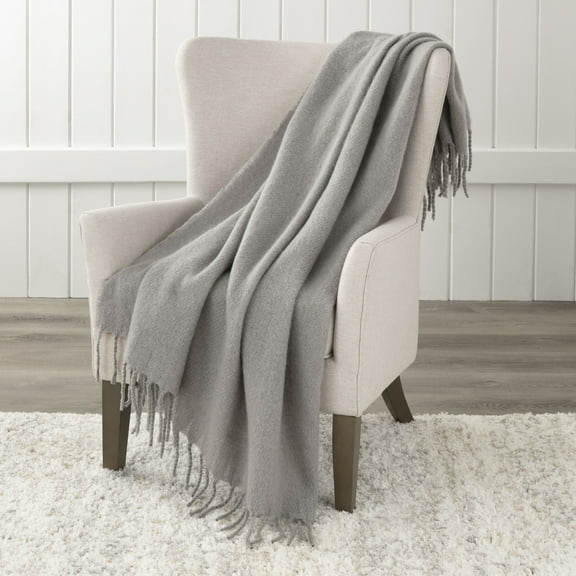 Vellux Mohair Solid Gray Throw