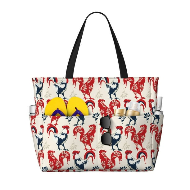 Easygdp Roosters Bolsa de Viaje de Playa de Gran Capacidad, Bolsa Tote Perfecta para la Playa, Escapadas de Fin de Semana y Viajes