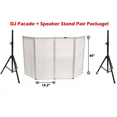 DJ Event Facade White Scrim Metal Frame Booth+Travel Bag Case+Two Speaker Stands With Carrying Cases