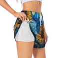 thumbnail image 1 of Balery Starry Night Sunflower Field Pantalones cortos deportivos para mujer con forro y dos bolsillos, elásticos, para entrenamiento, gimnasio, yoga-XX-Large, 1 of 7