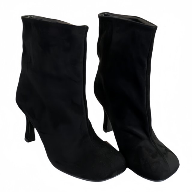 Botas Cuadradas Ante Falsas Boties Cortas Mujeres Cómodas para El Invierno Otoño