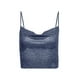 thumbnail image 5 of Txlixc Blusa de verano para mujeres, correas de espaguetis brillantes, negras cuello V de corte bajo para niñas Txlixc moda, 5 of 8