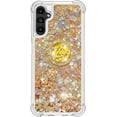 thumbnail image 2 of Glitter Clear Sparkly Bling Case for Samsung Galaxy A14 5G for Women Girls, Flowing Liquid Quicksand Cover with Diamond Ring Holder Case for Samsung Galaxy A14 4G/5G  Gold, 2 of 14