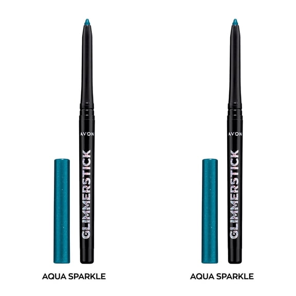 Avon Ultra Colour Glimmerstick Retractable Diamonds Eyeliner, AQUA SPARKLE, Waterproof & Smudge-Proof Shimmer Eye Makeup, SET OF 2, 0.012 oz / 0.35 g Each