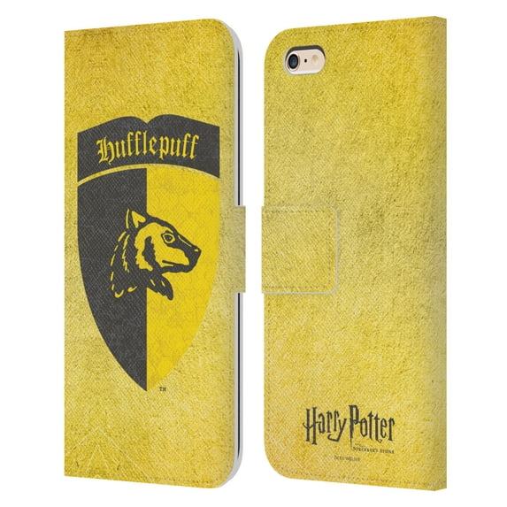 Head Case Designs Officially Licensed Harry Potter Sorcerer's Stone I Hufflepuff Crest Leather Book Wallet Case Compatible with Apple iPhone 6 Plus / iPhone 6s Plus