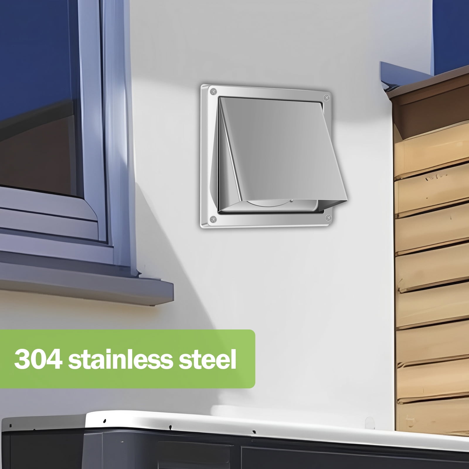 Vensio -4 Inch Stainless Steel Dryer Vent Cover with Windproof Gravity Flaps, Weather Proof Exterior Wall Exhaust Vent for Home Bathroom and Kitchen Range Hood