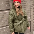 thumbnail image 2 of XFLWAM Women Winter Warm Zipper Jacket Coat Hooded Outwear with Belted Army Green L, 2 of 6