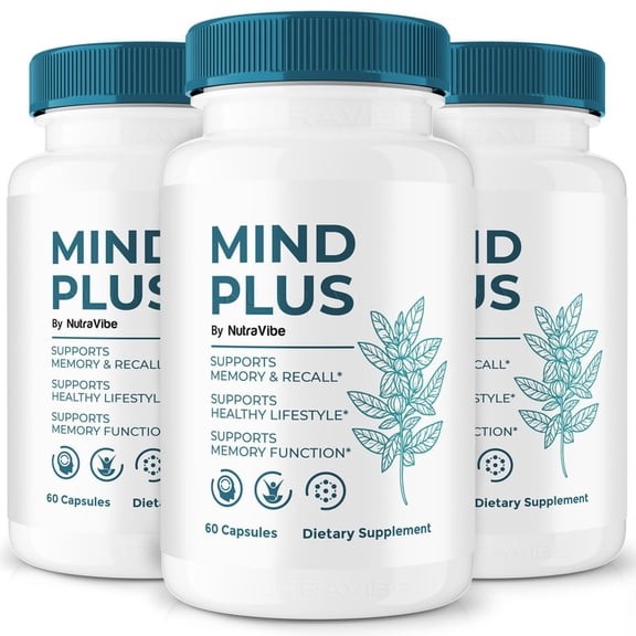(3 Pack) Mind Plus Pills – Daily Formula with a Natural Blend to Help Maintain Focus, Memory & Concentration | Clean, Gentle, Easy-to-Swallow Capsules for Everyday Sharpness (180 Capsules)