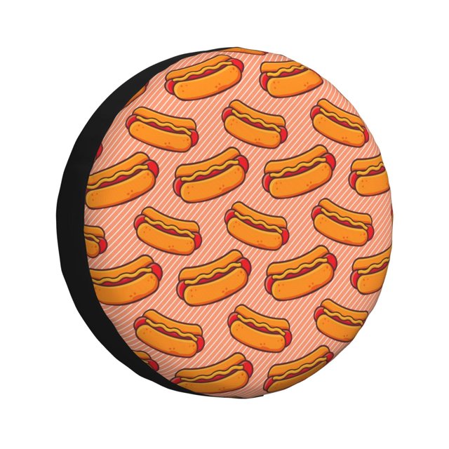 Balery Cartoon Hot Dog Cubiertas para Neumáticos - Protector Resistente para Neumáticos de Camioneta, SUV, Remolque, Camper y RV-15 inch