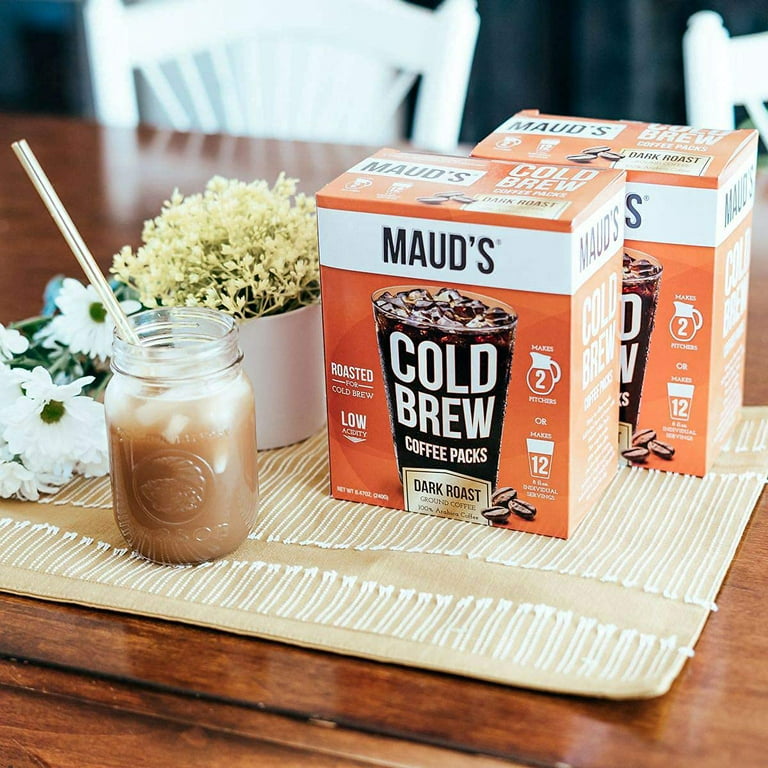 Maud's Cold Brew Coffee Filter Bags 4 Pack - Solar Energy Produced 100%  Arabica Low Acid Coffee Cold Brew Packs, 16 Filters Makes 8 Pitchers Or 48  Single Serve Cups, No Cold