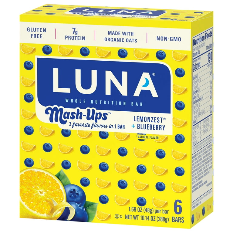  LUNA Bar - LemonZest Flavor - Gluten-Free - Non-GMO - 7-9g  Protein - Made with Organic Oats - Low Glycemic - Whole Nutrition Snack  Bars - 1.69 oz. (12 Pack) : Everything Else