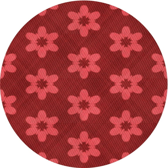 Ahgly Company Machine Washable Indoor Round Transitional Red Area Rugs, 5' Round