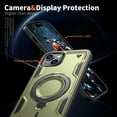 thumbnail image 3 of 360° Rotatable Magnetic Ring for iPhone 15 Case, Compatible with MagSafe [Non-Slip Texture Edge] [Built-in Kickstand] [Military Shockproof] Matte Soft TPU Bumper Ultra Slim, Olivegreen, 3 of 5