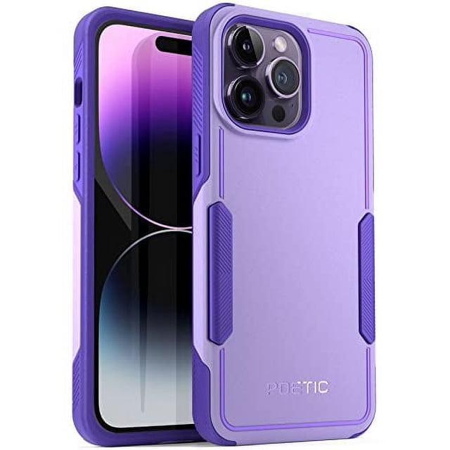 Poetic Étui Néon pour iPhone 14 Pro Max, Protection contre les Chutes, Double Couche, Violet