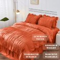 thumbnail image 2 of King Size Comforter Set Bedding Ruched Coral Comforter King Bed Set Boho Shabby Chic Comforter Fluffy Piece Ruffle Comforter Set with Pillow Girl Bedding Soft and Luxury, 2 of 6