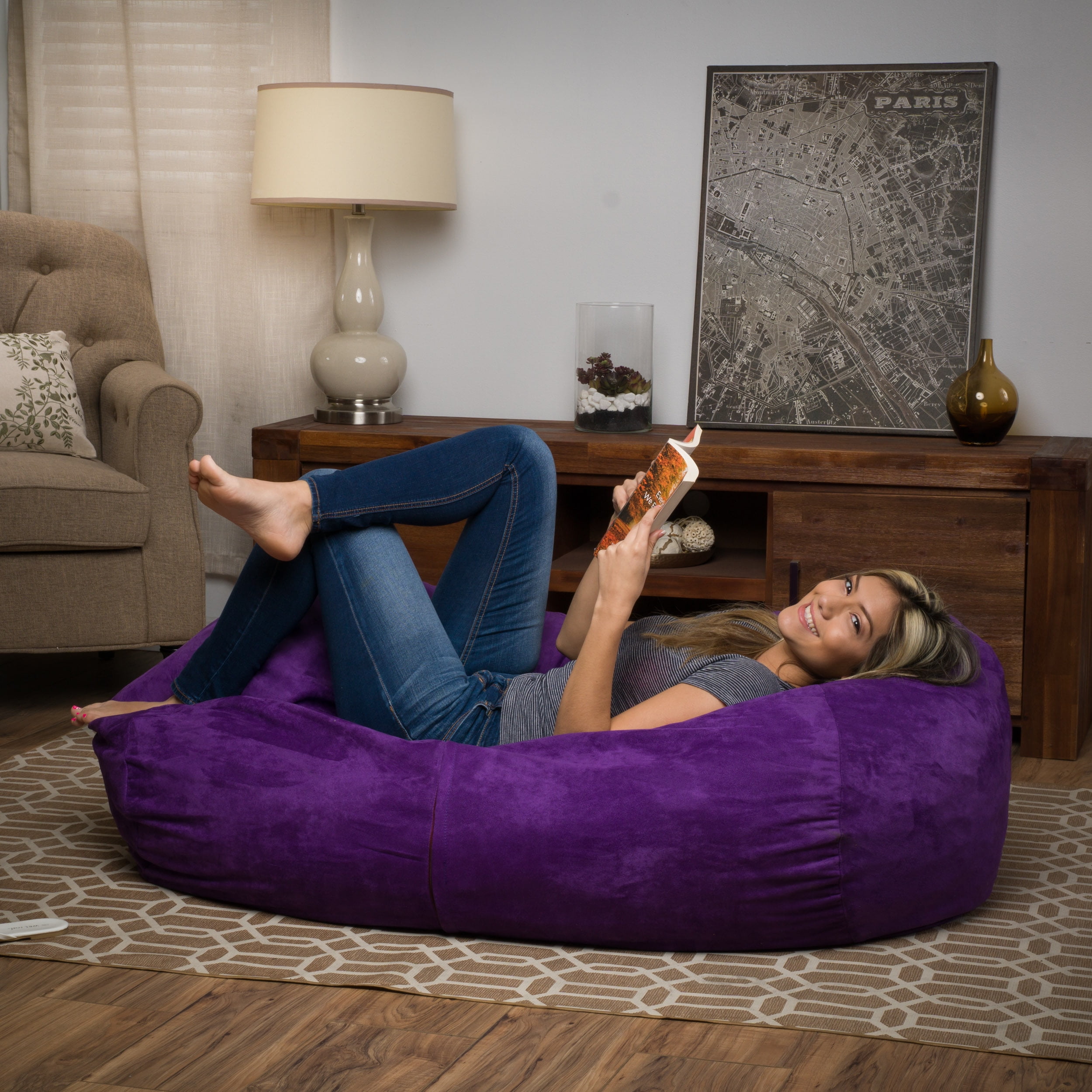 Purple Lounge Foam Bean Bag Chair 4 Foot Kids S Bedroom Playroom Details About Purple Lounge Foam Bean Bag Chair 4 Foot Kids S Bedroom Playroom Furniture