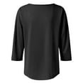 thumbnail image 6 of yunLCZ Casual Tops Discounted A Vintage Solid Color T Shirt With A Square Neck For Ladies A Casual Pleated Loose And Flowing Three Quarter Sleeve Top workout form-fitting T-shirts women, 6 of 7