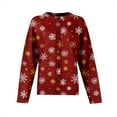 thumbnail image 6 of WTOBBY Women's Christmas Print Knit Cardigan, Fun and Festive Holiday Sweater for Fall and Winter, Long Sleeve Pullover with Seasonal Designs,Deep Red S, 6 of 6
