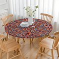 thumbnail image 3 of Stylish Elastic Edge Table Cover, Bohemian Floral Pattern for Round Tables 52-56 Inches, 3 of 7