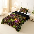 thumbnail image 2 of Homewish Skull Skeleton Twin Comforter Sets,Vintage Bookshelf Bedding Set,Halloween Duvet,Black Reversible,2 Pieces,1 Comforter and 1 Pillowcase, 2 of 7