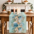 thumbnail image 4 of Beach Coastal Teal Cotton Linen Table Runner for Dining Kitchen, Nautical Shell Starfish Coral Summer Wedding Outdoor Party Tablerunners, Dresser Scarf Coffee Tablecloth Runners 13x70 Inches, 4 of 9