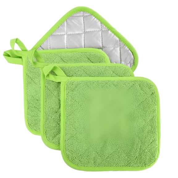 ACDANC 2026 New 4 Pack Pot Holders for Kitchen Heat Resistant Pot Holders Sets Oven Hot Pads Terry Cloth Pot Holders for Cooking Baking(7"X 7",Green)
