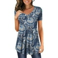 thumbnail image 1 of Pompotops Haut/chemise d'Été pour Femmes Grande Taille Mode Imprimé Boutonné Manches Courtes Col en V Liquidation, 1 of 5