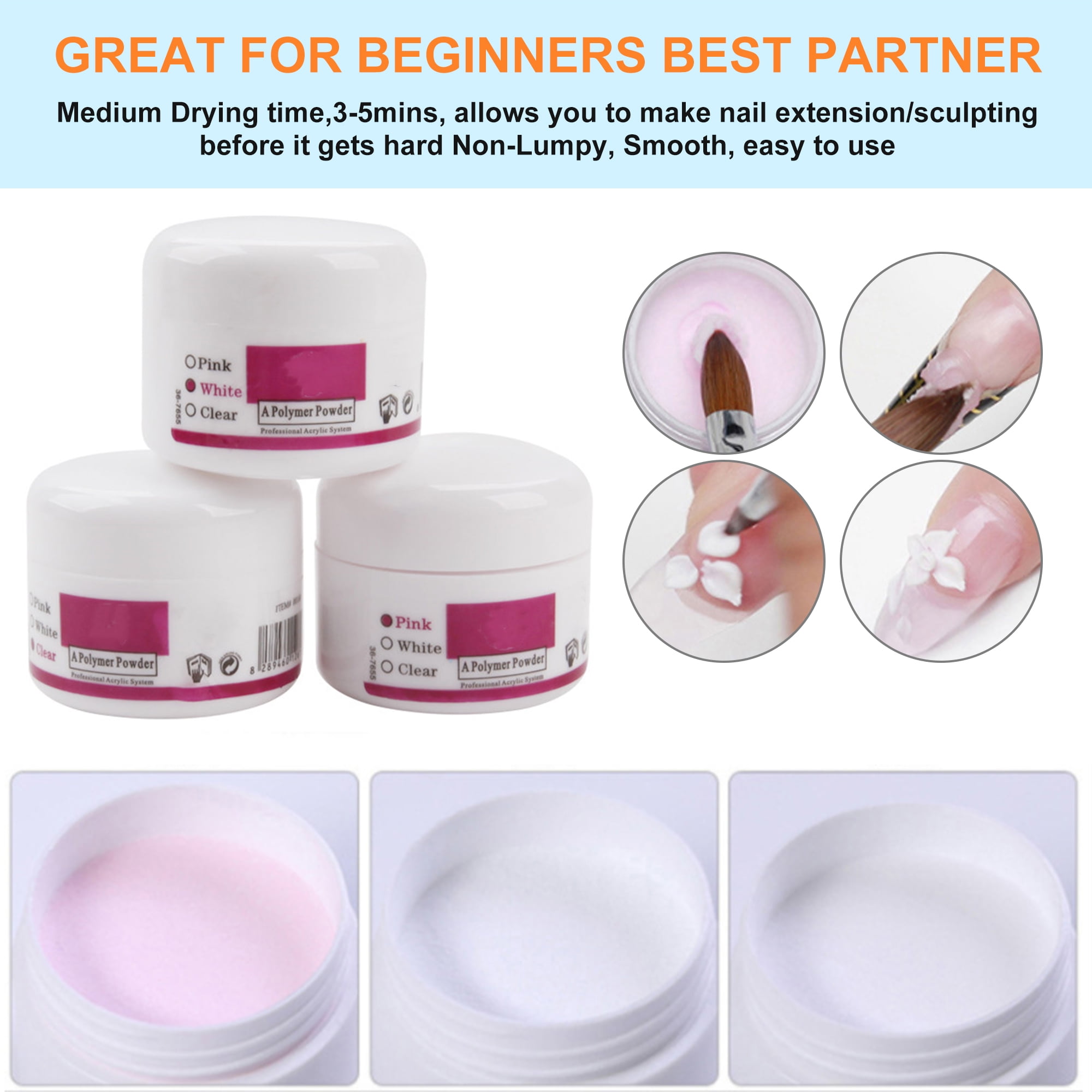 Acrylic Nail Kit - 12 Colors Glitter Acrylic Nail Powder Monomer Acrylic Nail Liquid Set Nail Tips Acrylic Powder Nail Decorations Nail Tools
