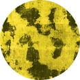 thumbnail image 1 of Ahgly Company Machine Washable Indoor Round Abstract Yellow Modern Area Rugs, 6' Round, 1 of 4