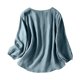 thumbnail image 3 of MHFRRA Camiseta de Manga Larga con Cuello Redondo y Bordado para Mujer, Estilo Bohemio, Holgada, Estilo Vintage, con Apliques Florales Azul, 3 of 5