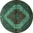 thumbnail image 1 of Ahgly Company Indoor Round Persian Turquoise Blue Traditional Area Rugs, 3' Round, 1 of 4