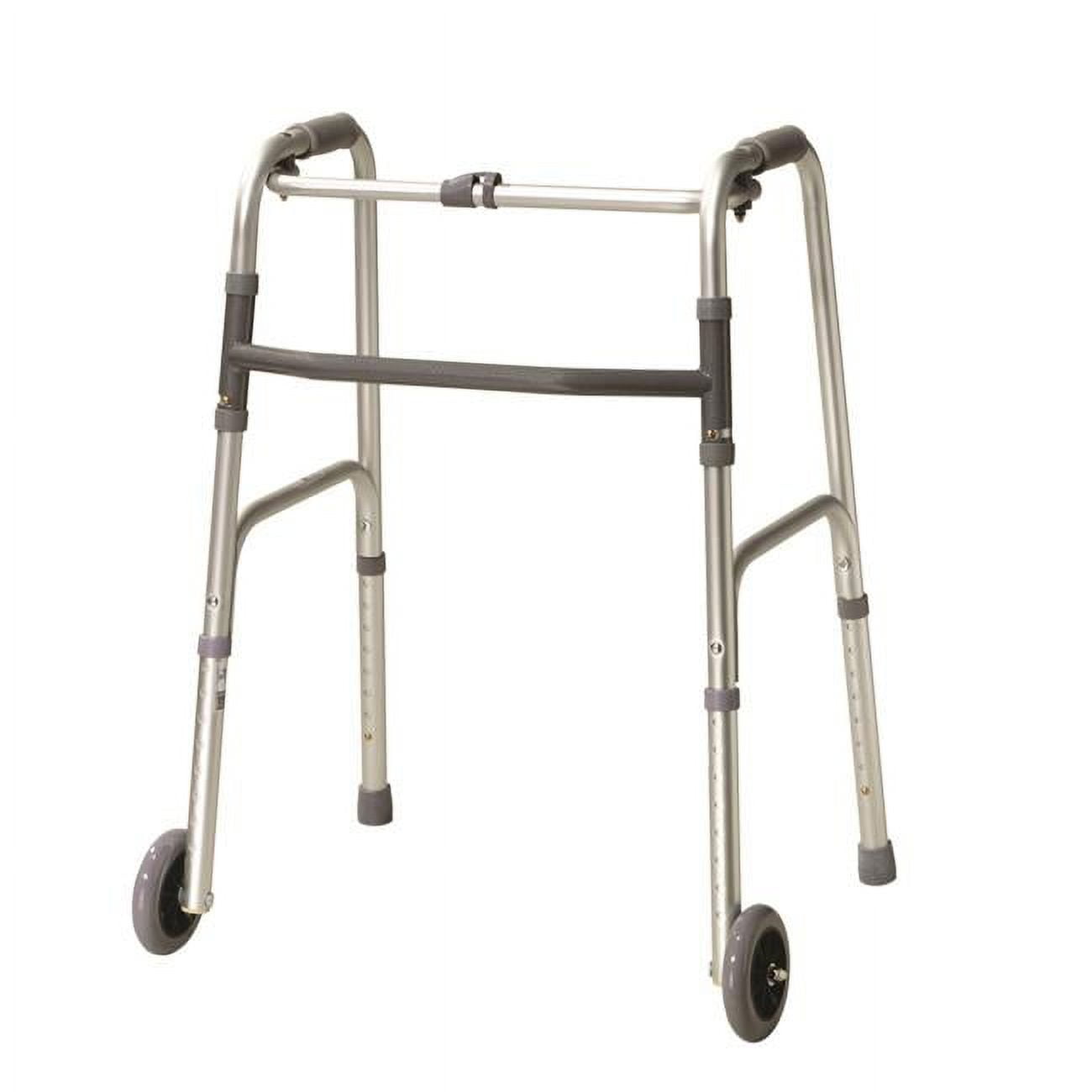 Folding 2-button walker, 5" wheels-glides, adult, 1 ea