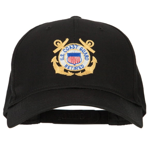 US Coast Guard Retired Anchors Embroidered Solid Cotton Pro Style Cap - Black OSFM