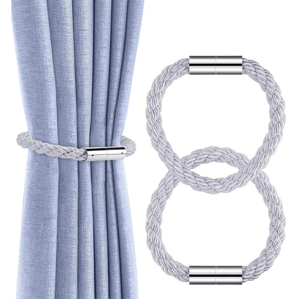 Rideaux Tiebacks Magnétiques (2 Pièces), Porte-Rideau Élégante Perle  Reliure Clips à Rideaux avec Aimant Fort pour les Textiles de Maison (Gris)  