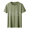 thumbnail image 4 of Tops de Cuello Alto para las Mujeres Amante Impreso Camiseta Cuello Redondo Manga Corta, Poliéster Spandex, 4 of 7