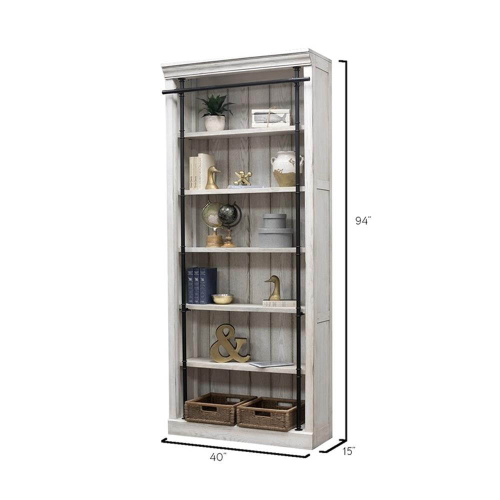Martin Furniture Avondale 5-Shelf Farmhouse Wood Bookcase in White
