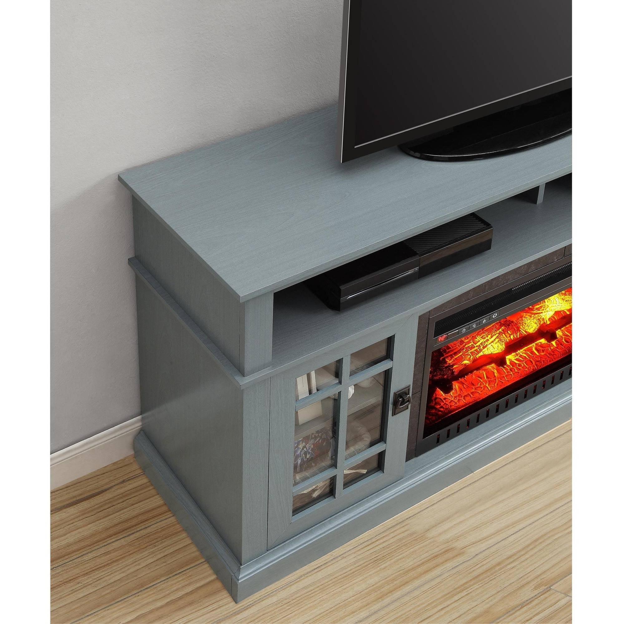 Media Fireplace TV Stand TVs up to 65" Black White Electric Heater