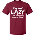 thumbnail image 2 of OXI T-Shirt - I Am Not Lazy, Basic Casual T-Shirt for Men's and Women Fleece T-Shirt Short Sleeve - Maroon Small, 2 of 3