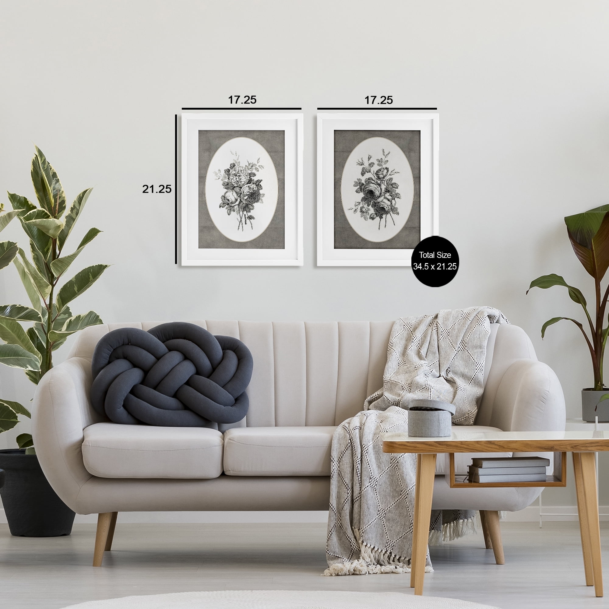 Vintage Petal Bundle Details 2 Piece White Framed Print Under Glass Set, design by Lettered and Lined