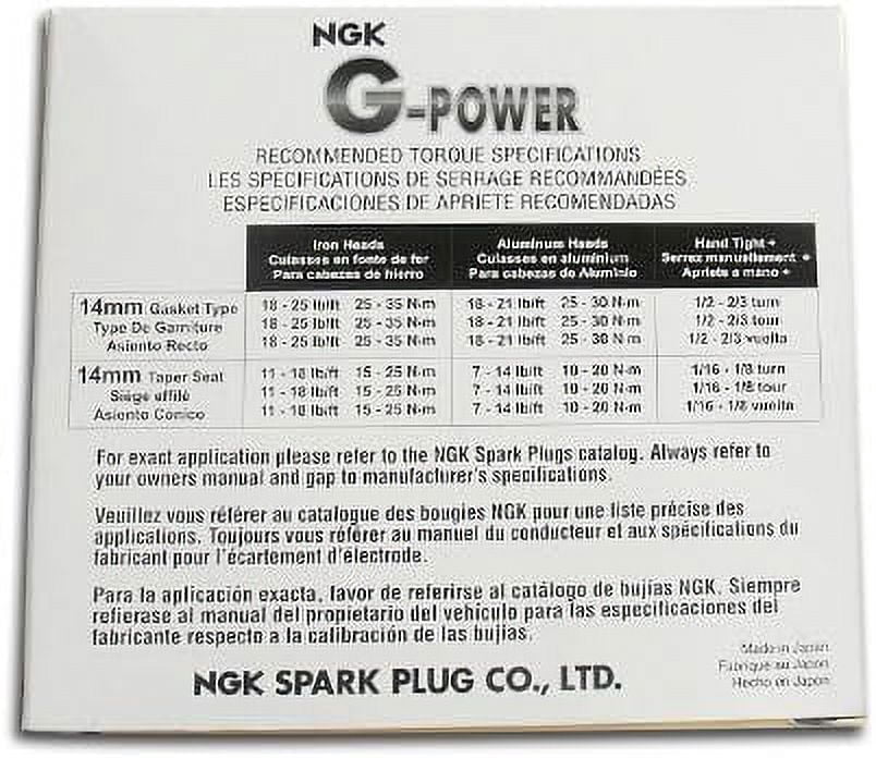NGK 7092 G-Power Spark Plug (4 Pack) Fits select: 1992-2011 TOYOTA CAMRY, 1998-2006 TOYOTA SIENNA