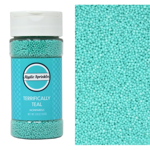 Mystic Sprinkles Terrifically Teal Nonpareils 3.8 Ounce Bottle