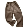 thumbnail image 3 of Cethrio Girls Winter Pants, Fleece Thermal Elastic Waist Casual Straight Leg Pants Khaki Size 12, 3 of 4