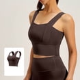 thumbnail image 2 of Iugvhana Womens Seamless Sports Bra Wide Strap Breathable Anti-Sagging Yoga Bra with Built-in Pads Push-Up Gym Workout Cami Tank Tops Coffee M, 2 of 6