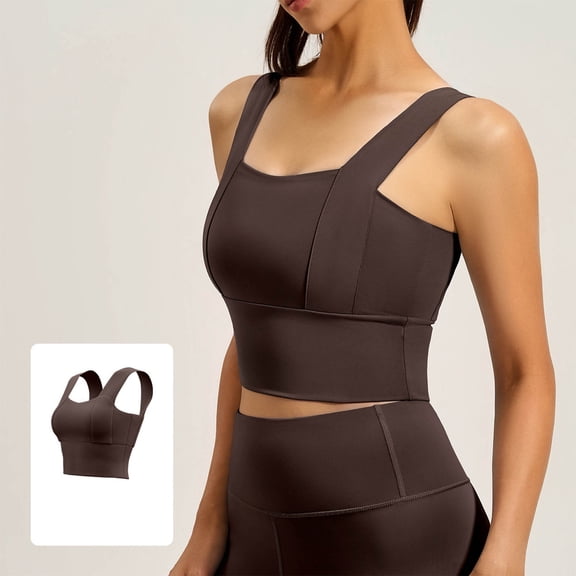 Abomasnow Square Neck Crop Tank Tops for Women - Workout Longline Sports Bras Padded Yoga Camisole