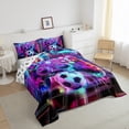 thumbnail image 3 of Castle Fairy Gamer Queen Comforter Set,Futuristic Plaid Grid Bedding Comforter Set, 3 of 8
