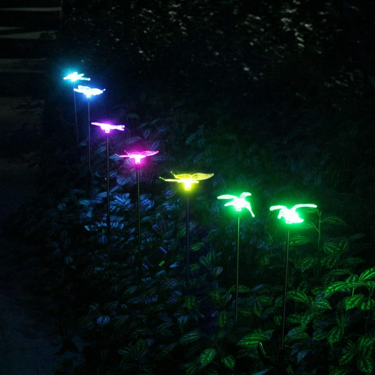 Solar Garden Stake Lights Outdoor, Color Changing Solar Powered LED Lights,  Decorative Waterproof Night Lights for Patio, Lawn, Backyard 3 Pack ( Butterfly, Dragonfly, Hummingbird) 