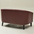 thumbnail image 5 of 50" Faux Leather Small Barrel Love Seat Settee, Diamond Tufted Back Compact Loveseat Sofa with Nailhead Trim, Modern 2-Seater Couch with Solid Wood Legs for Small Spaces, Apartments, Red, 5 of 16